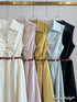 Collar Ruched Design Dress with Belt